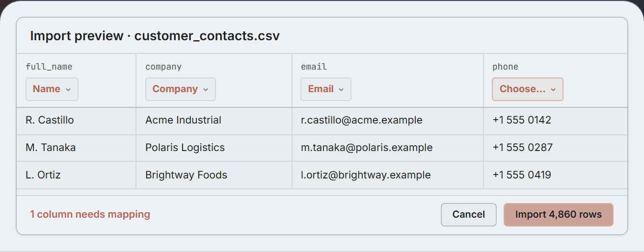 Bulk import and export mock