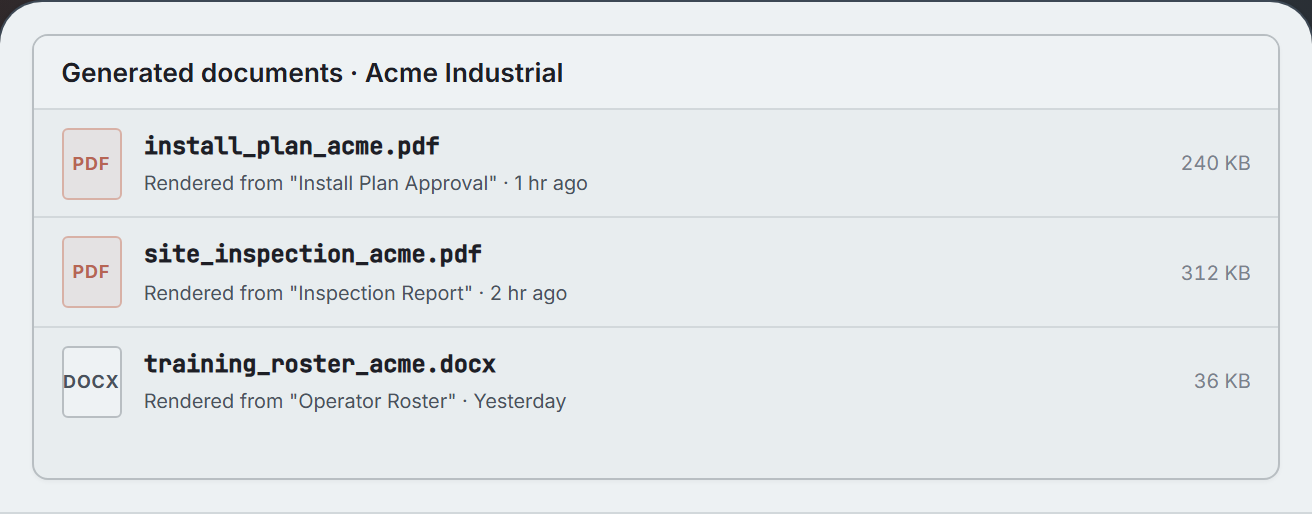 Word and PDF generation mock