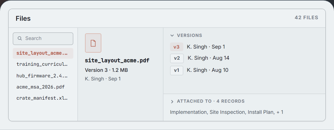 Files and versions mock