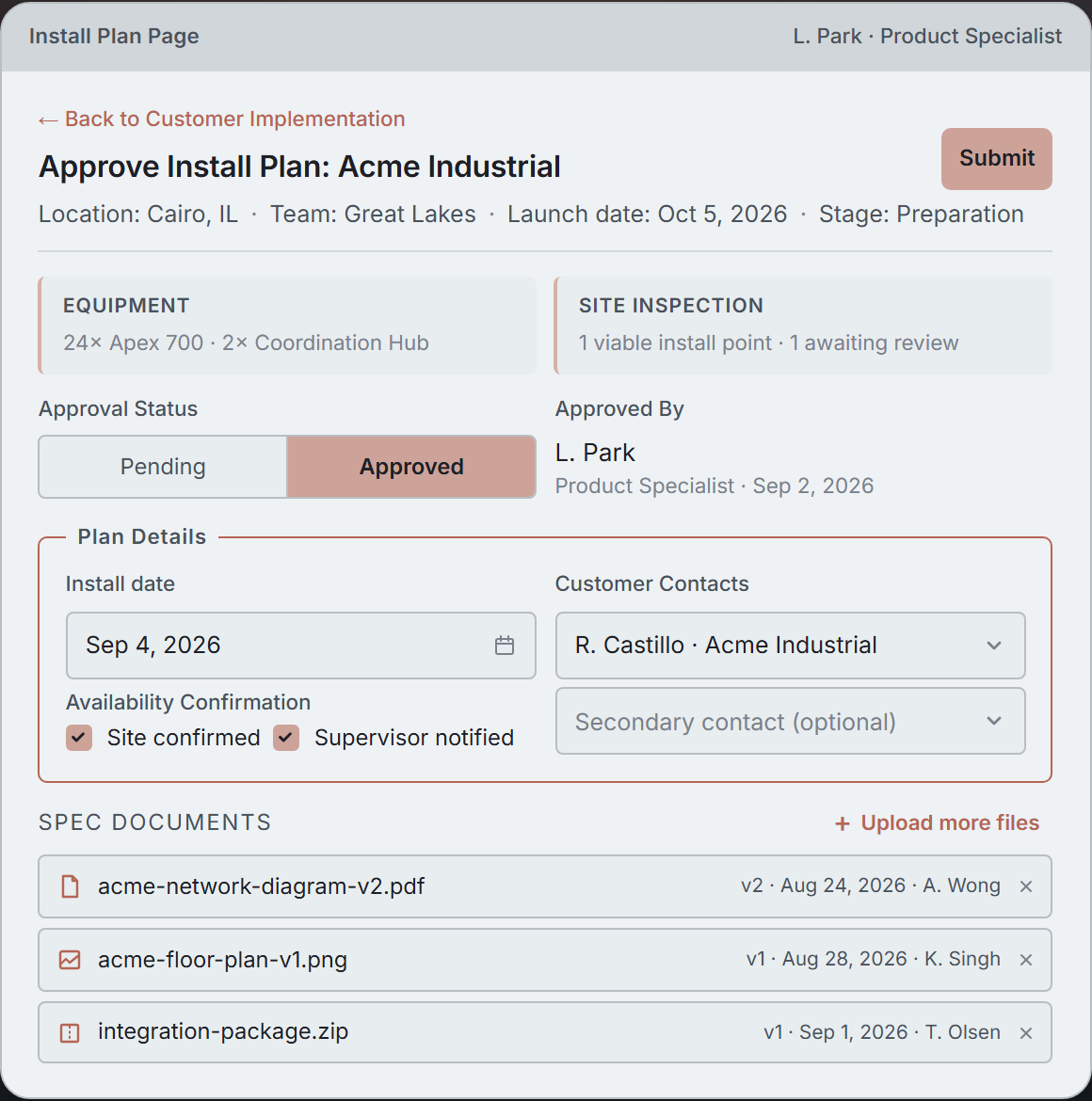 Install Plan Page mock
