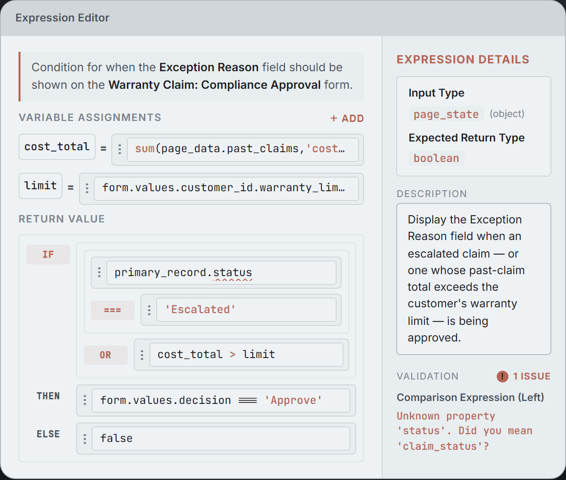 Expression Editor mock