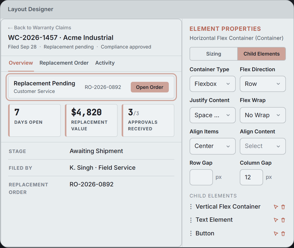 Layout Designer mock