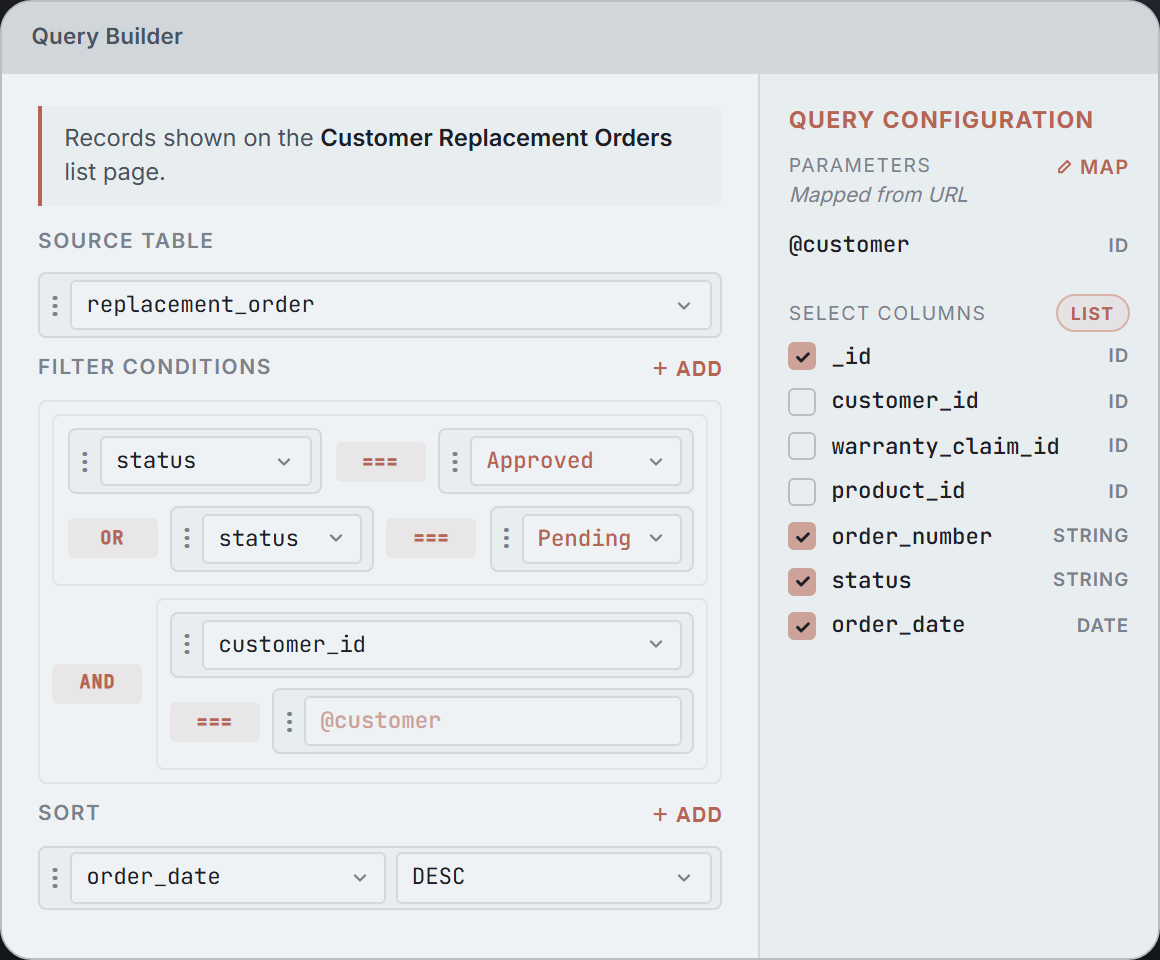 Query Builder mock