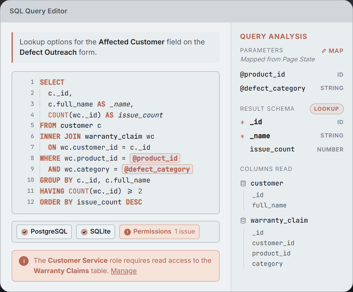 SQL Query Editor mock