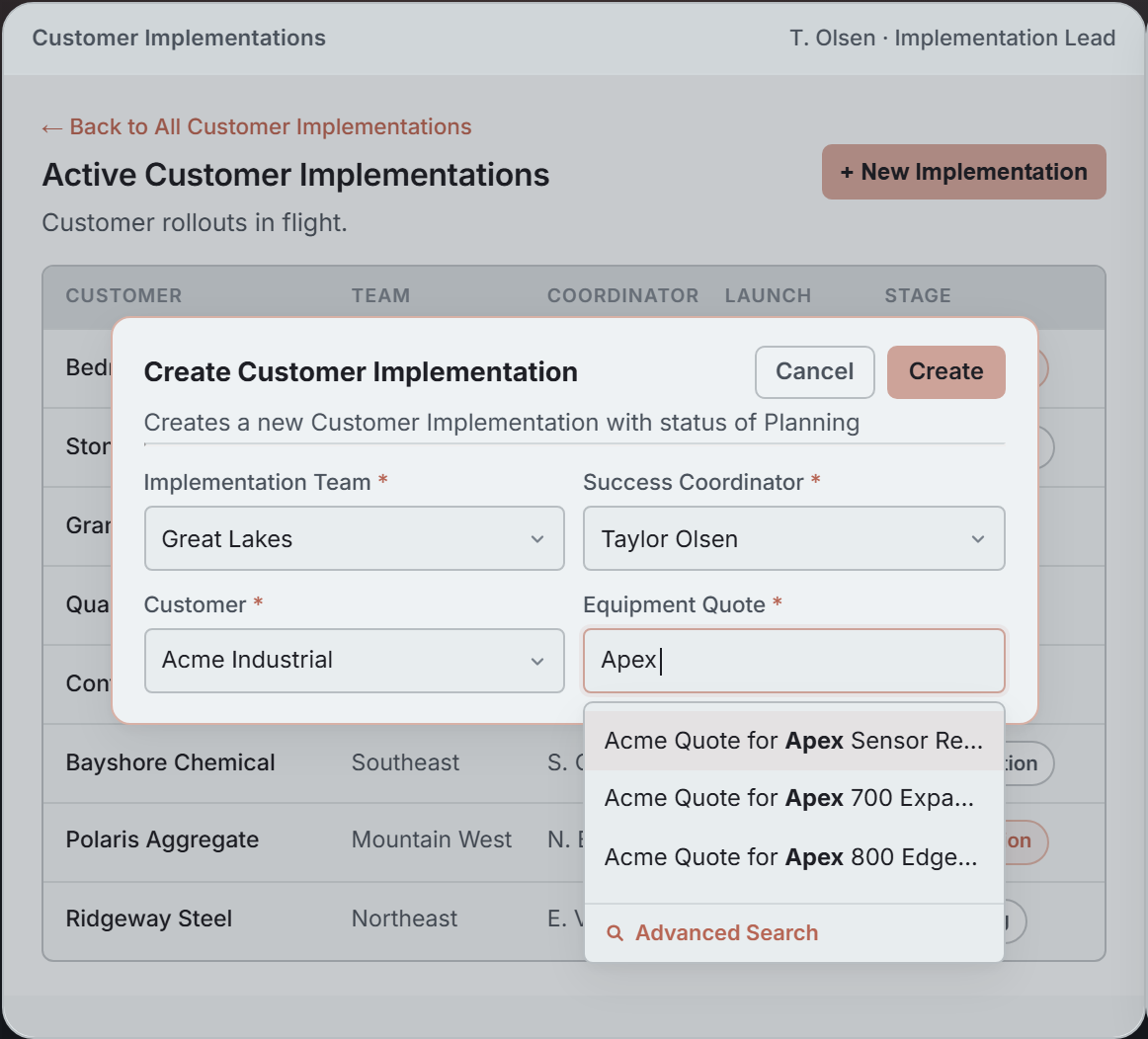 Customer Implementations mock