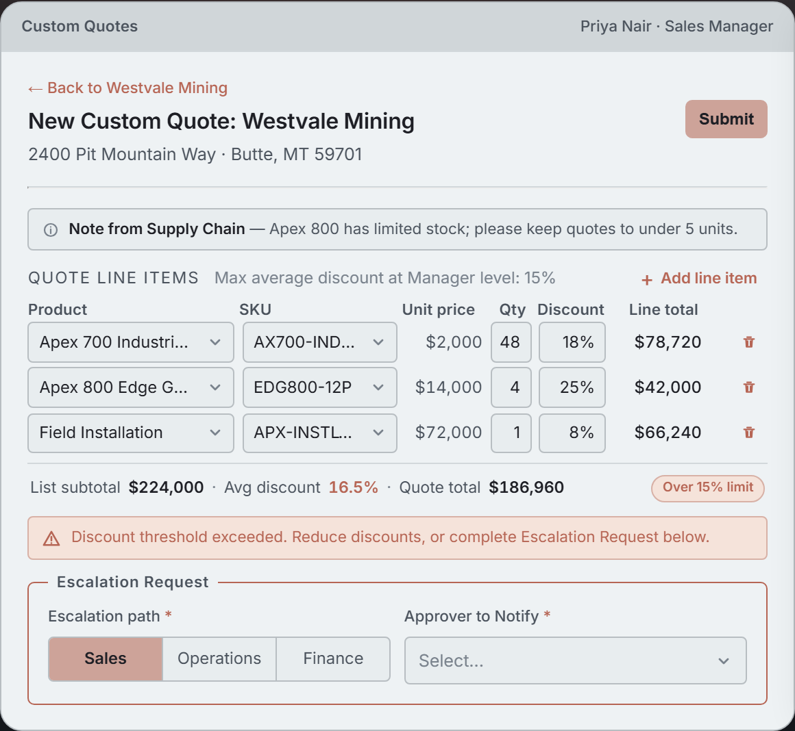 Custom Quotes mock